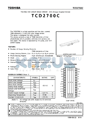 TCD2700C datasheet - CCD LINEAR IMAGE SENSOR