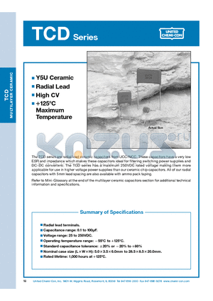 TCD30E2A334M datasheet - The TCD series are radial lead ceramic capacitors from UCC/NCC.