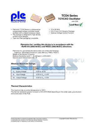 TCD4027036D datasheet - TCVCXO Oscillator