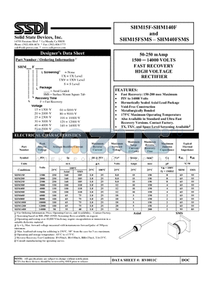 SHM140F datasheet - FAST RECOVERY HIGH VOLTAGE RECTIFIER