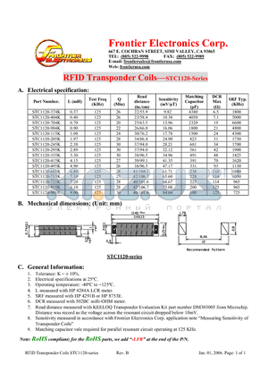 STC1120-374K-LFR datasheet - RFID Transponder Coils