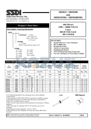 SHM40 datasheet - HIGH VOLTAGE RECTIFIER