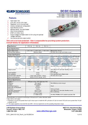 S151-0520XYZ-BB datasheet - DC/DC Converter