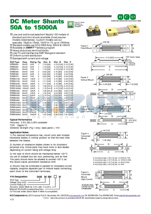 SHM50500CW datasheet - DC Meter Shunts 50A to 15000A