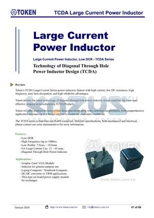 TCDA0707-1R2M datasheet - TCDA Large Current Power Inductor