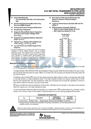 SN74LVTH573-EP datasheet - 3.3-V ABT OCTAL TRANSPARENT D-TYPE LATCH WITH 3-STATS OUTPUTS