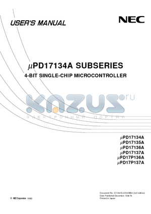 UPD17P137A datasheet - 4-BIT SINGLE-CHIP MICROCONTROLLER