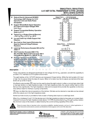 SN74LVTH573DW datasheet - 3.3-V ABT OCTAL TRANSPARENT D-TYPE LATCHES WITH 3-STATE OUTPUTS
