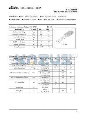 STC13003 datasheet - NPN POWER TRANSISTORS