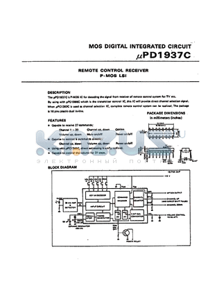 UPD1937C datasheet - MOS DIGITAL INTEGRATED CIRCUIT