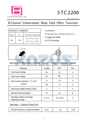 STC2200 datasheet - N-Channel E nhancement Mode Field Effect Transistor