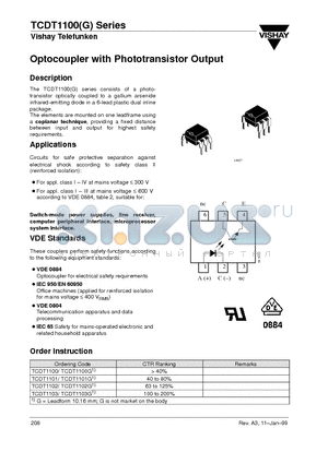 TCDT1101G datasheet - Optocoupler with Phototransistor Output