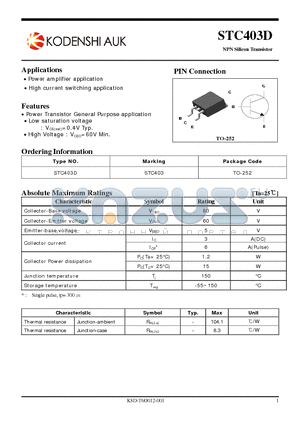 STC403D datasheet - NPN Silicon Transistor