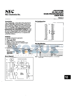 UPD23C256E datasheet - 32,368 x 8-BIT MASK-PROGRAMMABLE CMOS ROM