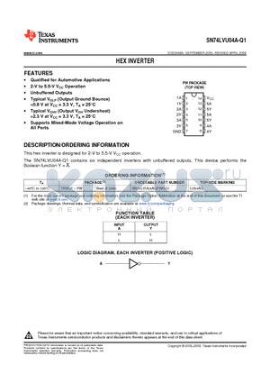 SN74LVU04A-Q1 datasheet - HEX INVERTER