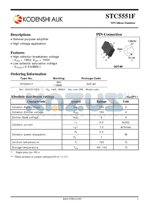 STC5551F datasheet - NPN Silicon Transistor