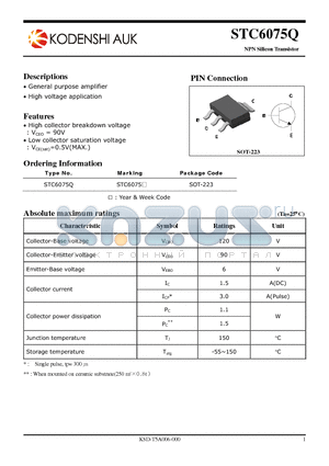 STC6075Q datasheet - NPN Silicon Transistor