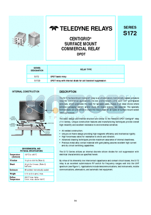 S172-12 datasheet - CENTIGRID SURFACE MOUNT COMMERCIAL RELAY DPDT