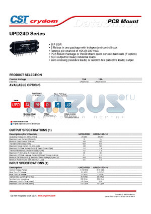 UPD2415DF-10 datasheet - SIP SSR 2 Relays in one package with independent control input