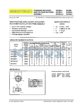 SHVM15 datasheet - STANDARD RECOVERY HIGH VOLTAGE RECTIFIER ASSEMBLY