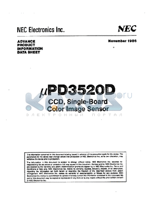UPD3520 datasheet - CCD, Single-Board Color Image Sensor