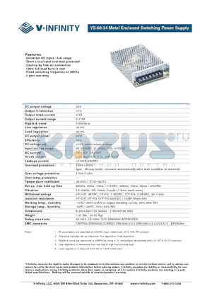 VS-60-24 datasheet - Metal Enclosed Switching Power Supply