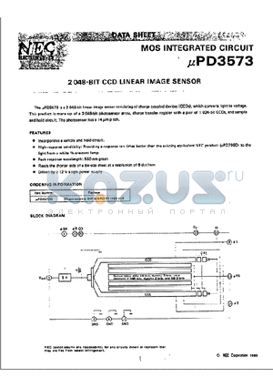 UPD3573 datasheet - 2048-BIT CCD LINEAR IMAGE SENSOR