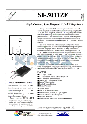 SI-3011ZF datasheet - High-Current, Low-Dropout, 1.1~5 V Regulato