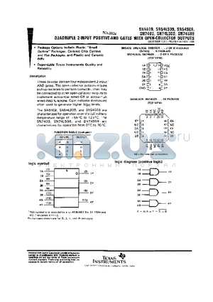 SN74S09 datasheet - QUADRUPLE 2-INPUT POSITIVE-AND GATES WITH OPEN-COLLECTOR OUTPUTS