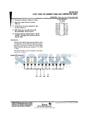 SN74S1050N datasheet - 12-BIT SCHOTTKY BARRIER DIODE BUS-TERMINATION ARRAY