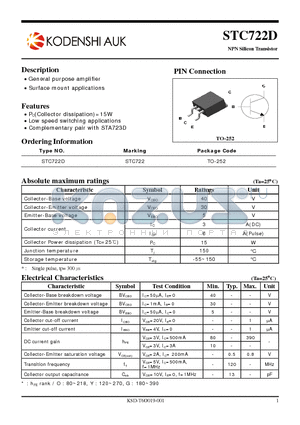 STC722D datasheet - NPN Silicon Transistor