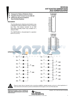 SN74S1056DR datasheet - 8-BIT SCHOTTKY BARRIER DIODE BUS-TERMINATION ARRAY