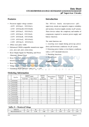 STC809 datasheet - UP Supervisor Circuits