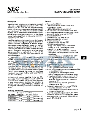 UPD42264C-10 datasheet - DUAL - PORT GRAPHICS BUFFER