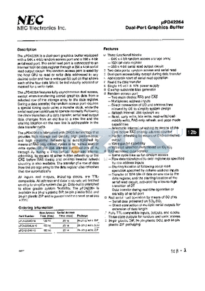 UPD42264V-10 datasheet - DUAL - PORT GRAPHICS BUFFER