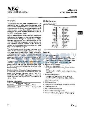 UPD42270C-60 datasheet - NTSC FIELD BUFFER