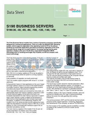 S190 datasheet - BUSINESS SERVERS