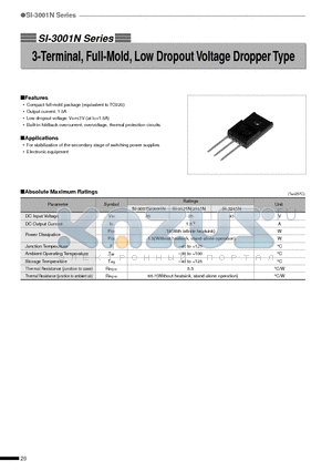 SI-3091N datasheet - 3-Terminal, Full-Mold, Low Dropout Voltage Dropper Type