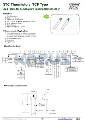 TCF3A1031034D3 datasheet - Lead Frame for Temperature Sensing/Compensation