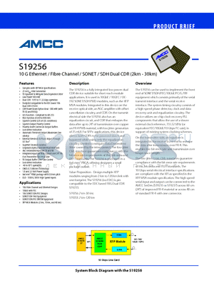 S19237 datasheet - 10 G Ethernet / Fibre Channel / SONET / SDH Dual CDR (2km - 30km)