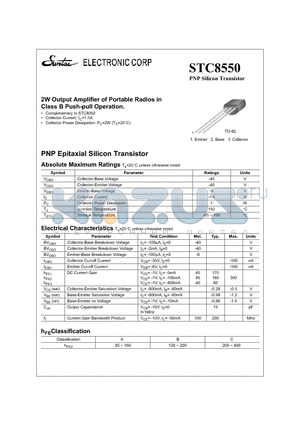 STC8550 datasheet - PNP Silicon Transistor