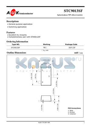 STC9013SF datasheet - Epitaxial planar NPN silicon transistor