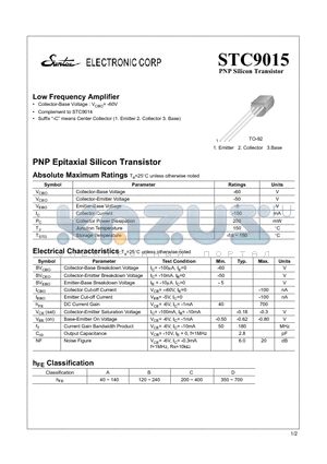 STC9015 datasheet - PNP Silicon Transistor