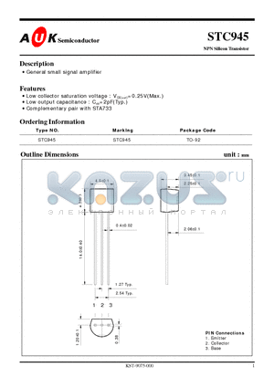 STC945 datasheet - General small signal Amplifier