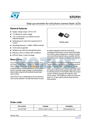STCF01_06 datasheet - Step-up converter for cell phone camera flash LEDs