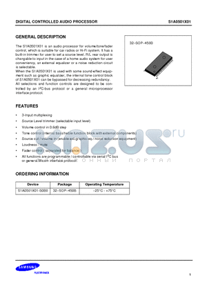 S1A0501X01 datasheet - DIGITAL CONTROLLED AUDIO PROCESSOR