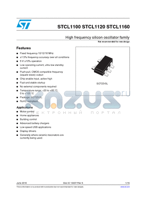 STCL1160YBFCWY7 datasheet - High frequency silicon oscillator family