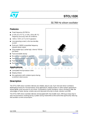 STCL132K datasheet - 32,768 Hz silicon oscillator