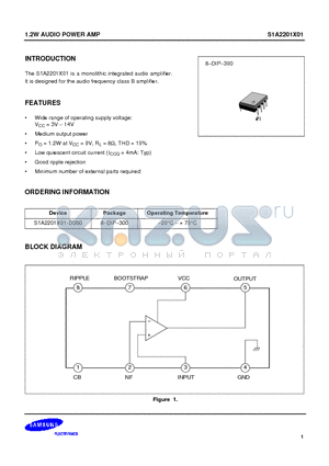 S1A2201X01-D0B0 datasheet - 1.2W AUDIO POWER AMP