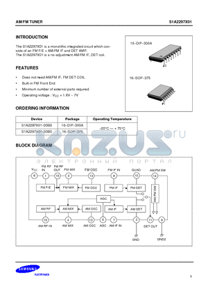 S1A2297X01-D0B0 datasheet - AM/FM TUNER